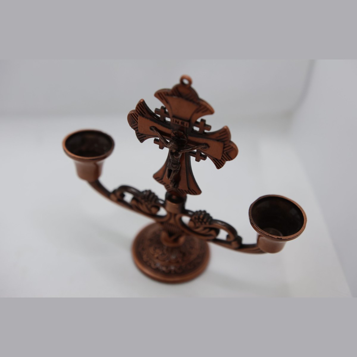 Bronze Candle Stand with Cross