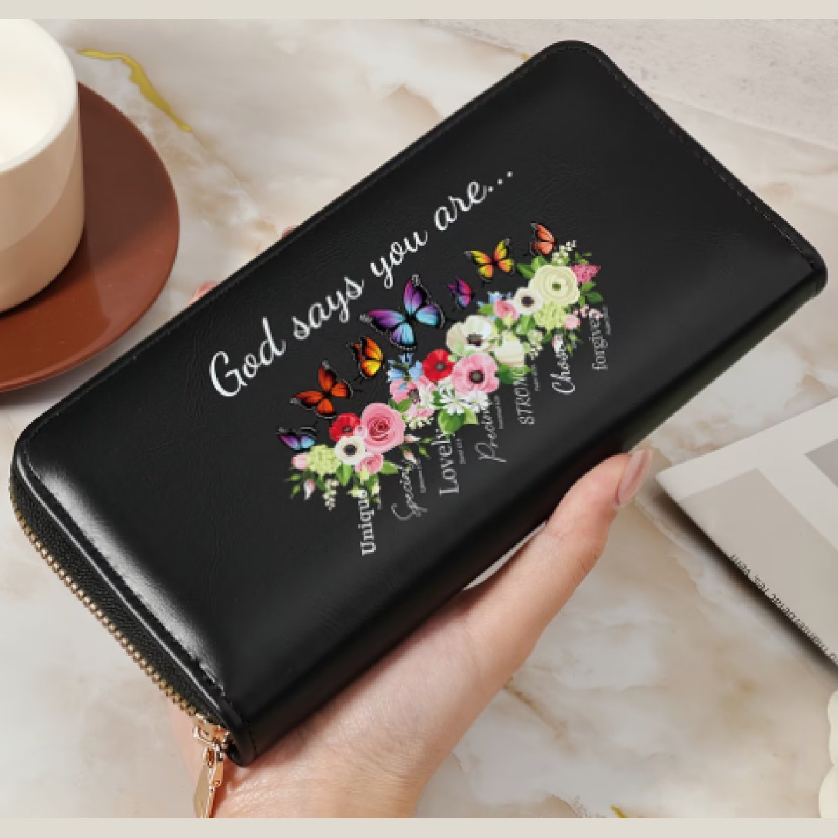 Butterfly Large Black Ladies Purse