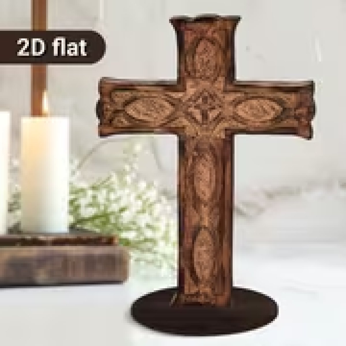 Vintage Wooden Cross on Stand