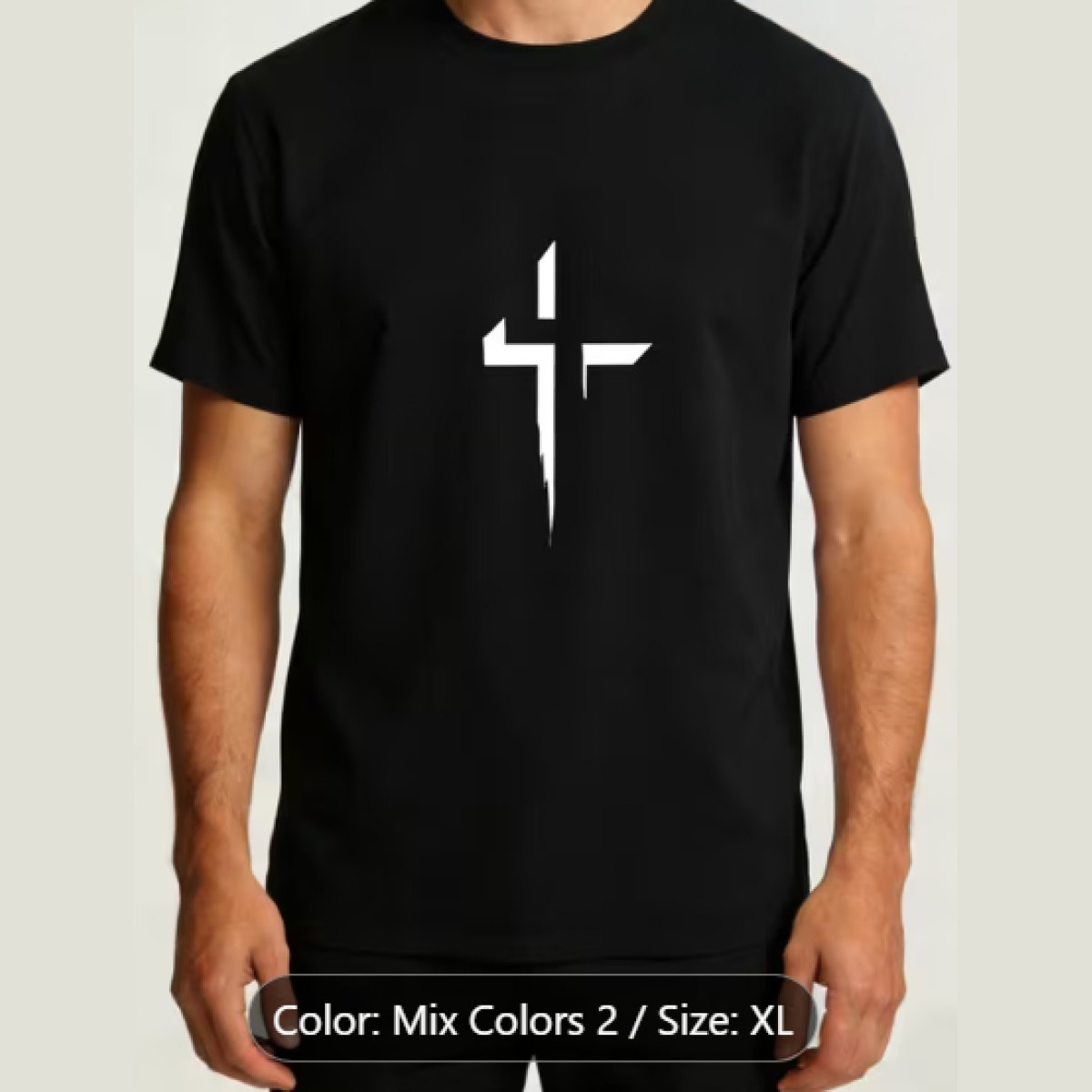 Mens T Shirt 3D Cross Centre (white)