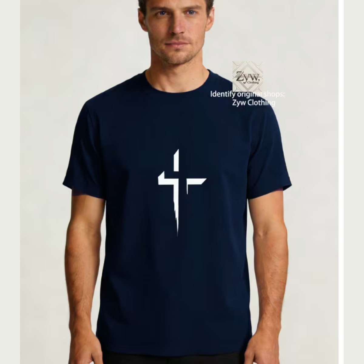 Mens T Shirt 3D Cross Centre XL (Navy)
