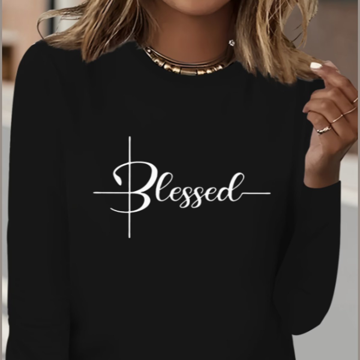 Womans Long Sleeve Blessed T Shirt