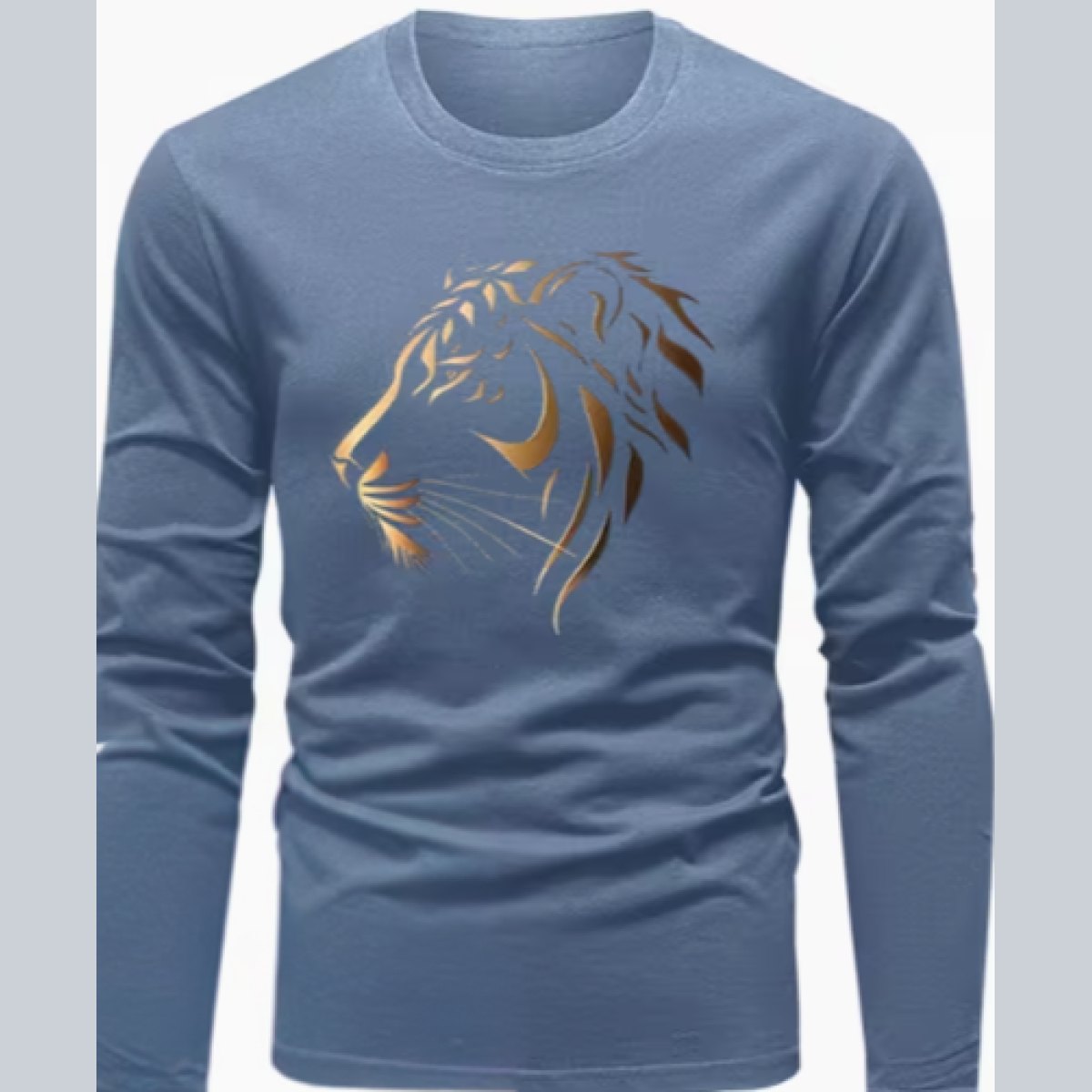 Mens Casual L/Sleeve Sky Blue /Gold Lion (S)